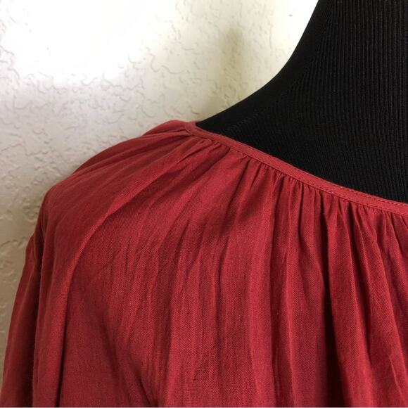 Mare di latte red pleated peasant top size 3 or Large - Picture 5 of 16